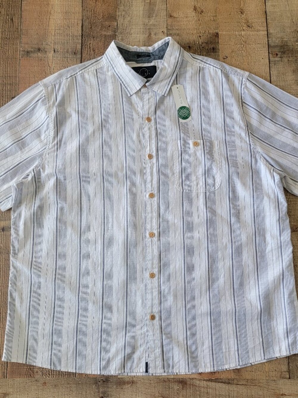 Even Tide Casual Short Sleeve Button Down Shirt NWT 100% Cotton